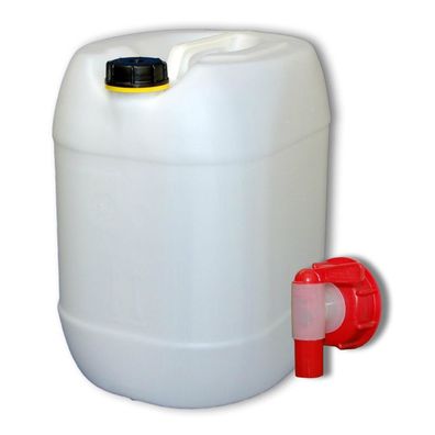 Plasteo Wasserkanister, Plastekanister, Kanister 30 L + AFT-Hahn DIN 61