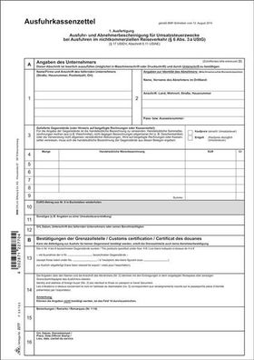50x RNK Verlag 2277 Ausfuhrkassenzettel / Abnehmerbescheinigung Umsatzsteuer SD 1x3 B