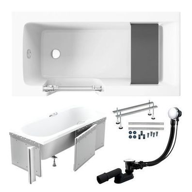 Seniorenbadewanne mit Styropor Tür und Sitz VOVO 140x70 | Ablauf & Füße im SET!