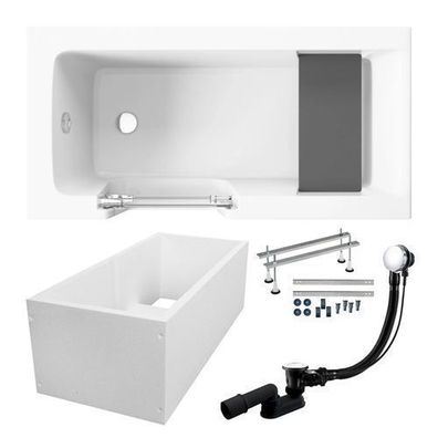 Seniorenbadewanne mit Wannenträger Tür und Sitz VOVO 140x70 | Ablauf & Füße im SET!