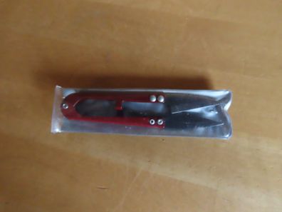 kleine Schere Fadenschere rot ganz aus Metall ca. 11,5 cm