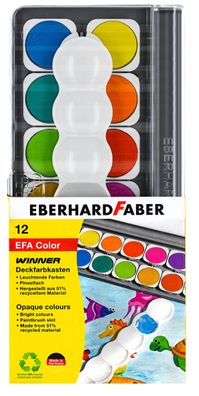 Eberhard Faber 578312 - Winner Deckfarbkasten mit herausnehmbaren Näpfchen, 12er Vers