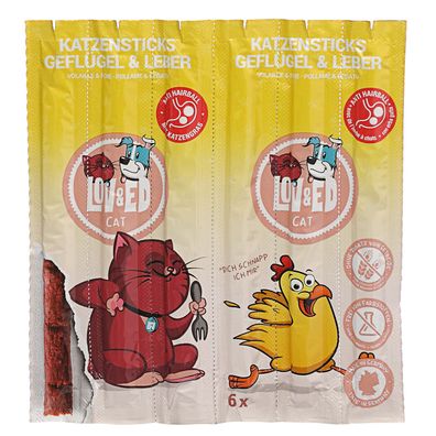 Lov&Ed Cat Katzensticks Geflügel & Leber, 30 g - 6 Stück