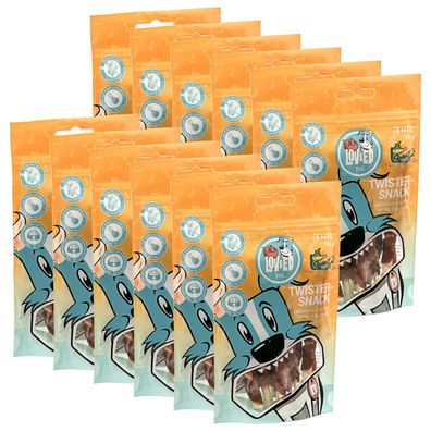 Lov&Ed Twister-Snack Ente, 12x 70g - Kau-Leckerli für Hunde