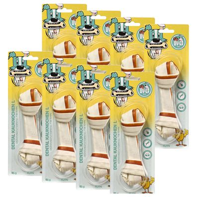 Lov&Ed Kauknochen Huhn, L - Mit Dental-Effekt, 8x 85g