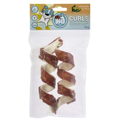 Lov&Ed Curls Ente, 2 Stück, 75g - Gedrehte Kauknochen für Hunde