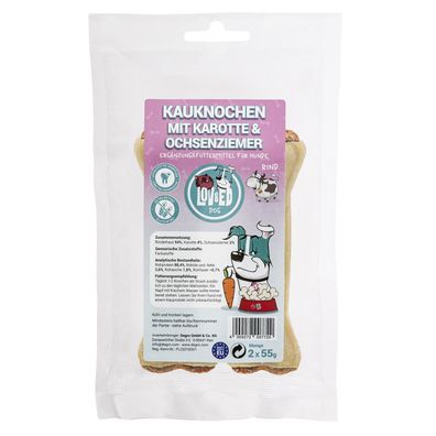 Lov&Ed Kauknochen mit Karotte & Ochsenziemer, 2x 55 g