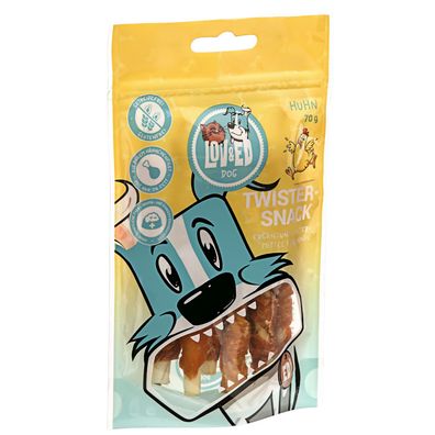 Lov&Ed Twister-Snack Huhn, 70g - Kau-Leckerli für Hunde