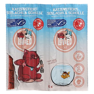 Lov&Ed Cat - Katzensticks Seelachs & Scholle, 30 g - 6 Stück