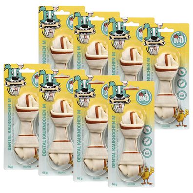 Lov&Ed Kauknochen Huhn, M - Mit Dental-Effekt, 8x 65g