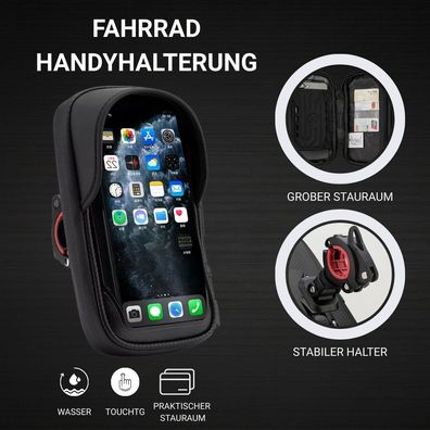 Fahrrad-Handyhalterung mit Tasche - Lenkertasche für MTB, Rennrad & E-Bike