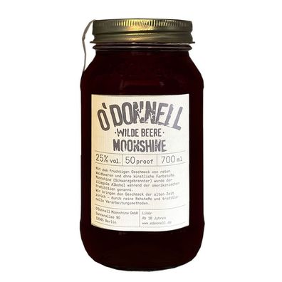 O'Donnell Wilde Beere Moonshine Likör, 25% Vol. 0,7 l