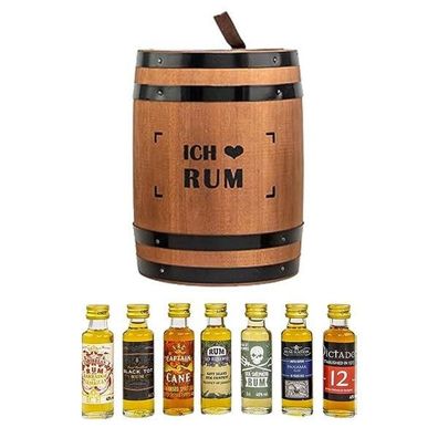 Rum Tasting Fass * Ich Liebe Rum*, Ø 40,9% Vol. 7 Probierflaschen je 20 ml