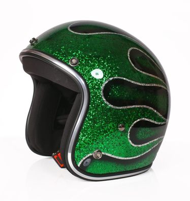 Alpha Speeds Super Flake Jet Helm Biker Chopper Motorrad Jethelm Custom Helmet