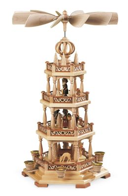 Tischpyramide Waldmotiv 3-stöckig natur (LxBxH):34x32x55cm NEU