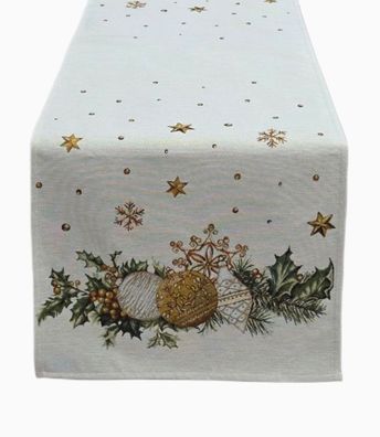 Tischdekoration, Weihnachten, Tischläufer Weihnachtskugeln, Gold