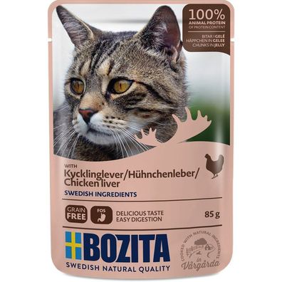 Bozita Pouch Häppchen in Gelee mit Hühnchenleber 24 x 85g