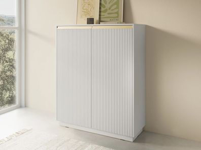AX LIVING Kommode Modern „Lirio KW103“ 103cm Breite Stilvoll und Praktisch, Weiß