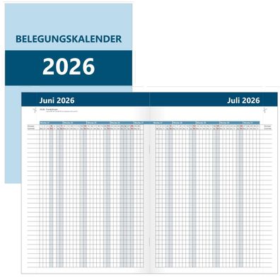 Zimmerbelegungskalender 2026 Belegungsplan für Ferienwohnung Vermieter A4 Heft