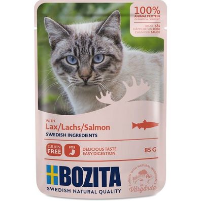 Bozita Pouch Häppchen in Soße mit Lachs 24 x 85g