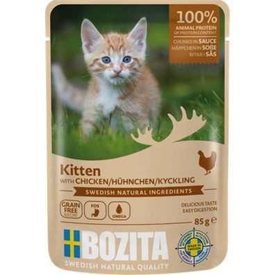 Bozita Pouchbeutel Häppchen in Soße Hühnchen für Kitten 12 x 85g