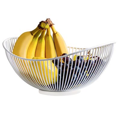 bremermann Obstschale, Obstkorb, Drahtkorb oval ca. 29 x 13,5 x 25,5 cm, matt weiß