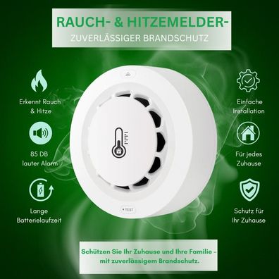 Tuya WLAN Rauchmelder mit Thermometer - Smarter Feuermelder für Smart Home