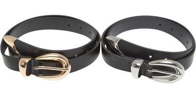 Urban Classics Chunky Buckle Loop Synthetic Leather Belt 2-Pack TB7211A