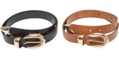 Urban Classics Chunky Buckle Loop Synthetic Leather Belt 2-Pack TB7211A