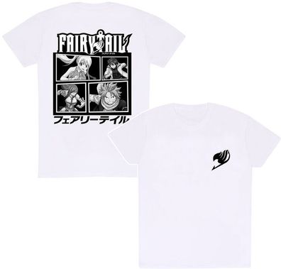 Fairy Tail Jungen Logo &amp; BW Characters T-Shirt FAI06817TSW