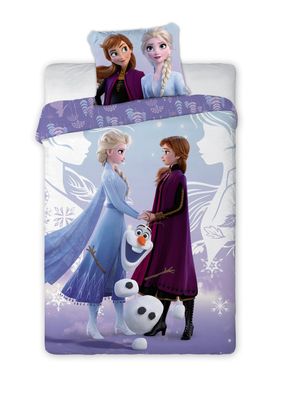 Kinder-Bettwäsche „Frozen – Anna, Olaf & Elsa“ 140x200 + 70x90 | 100 % Baumwolle