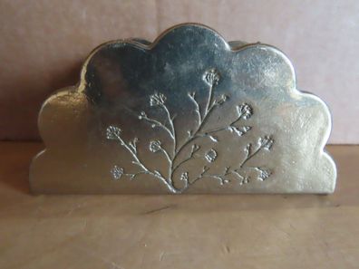 Serviettenhalter Briefehalter Messing mit Blumenast gewellter Rand