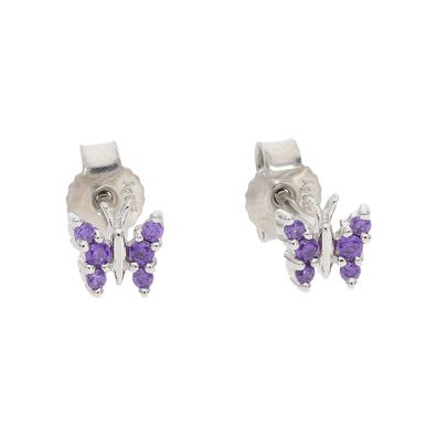 Schmetterling Ohrringe für Kinder und Damen Zirkonia Violett JuwelmaLux JL10-06-3689