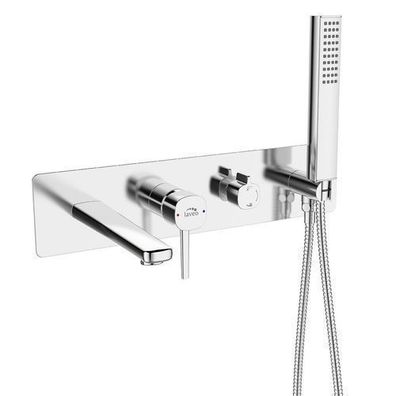 Komplettes Set Unterputz Wannenarmatur POLA Verdeckter Einbau Mischer Silber