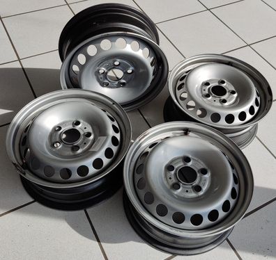 4 Original VW Stahlfelgen 61/2Jx16H2 ET60 silbergrau 2160963 HA4 KBA 64919