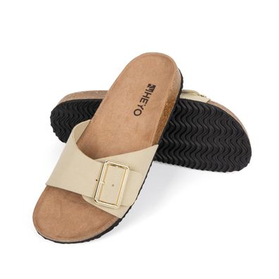 Pantoletten Damen Sandalen Hausschuhe Unisex Kork Badelatschen verstellbar