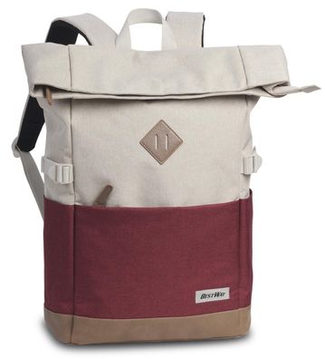 BestWay Rucksack #Campus Style * weiß/weinrot