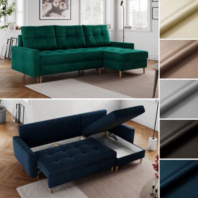 Ecksofa L-Form Sofa mit Schlaffunktion Wohnlandschaft Couch mit Bettkasten - COLIN L