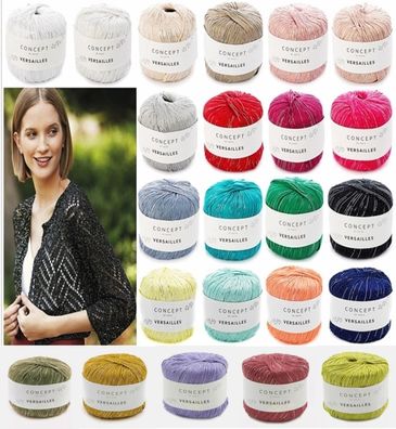50g Katia Concept Versailles Glitzer Viskosegarn Stricken Häkeln GP 79,00€/1kg