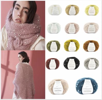 50 Katia Concept Casiopea Strick Häkelgarn Wolle mit Pailletten GP 159,00€/1kg