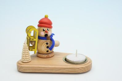 Kerzenhalter mit Teelicht und Schneemann natur Höhe 14cm NEU Kerze Kerzenlicht Te