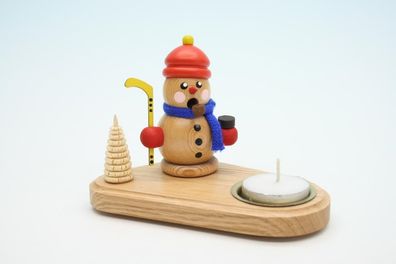 Kerzenhalter mit Teelicht und Hockeyspieler natur Höhe 14cm NEU Kerze Kerzenlicht