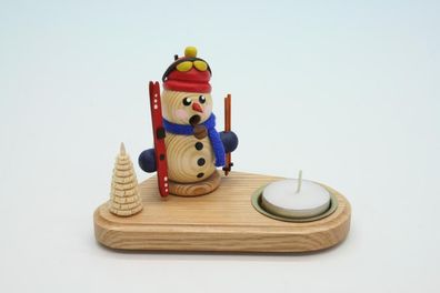 Kerzenhalter mit Teelicht und Schneemann natur Höhe 14cm NEU Kerze Kerzenlicht Te