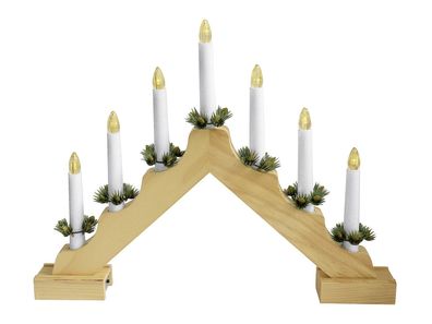 F-H-S Weihnachtsbogen Holz 7LED mit Timer 42x32cm ohne 2xAA Batterien