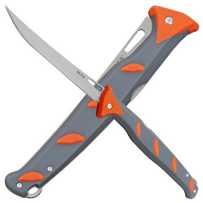 Buck 148 Hookset 6 Filetiermesser Küchenmesser klappbar grau/orange