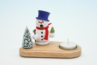 Kerzenhalter mit Teelicht und Schneemann weiß Höhe 14cm NEU Kerze Kerzenlicht Tee