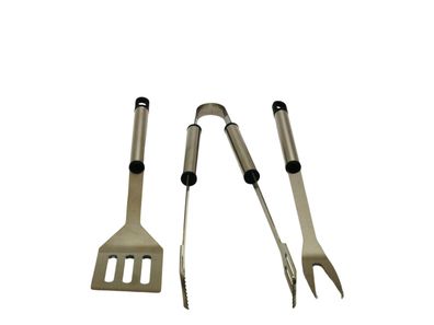 Grillbesteck 3 tlg sort. Edelstahl