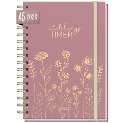 Lieblings-Timer 2026 / A5 / Fine Flowers Rosé / Häfft-Verlag