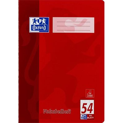 OXFORD Vokabelheft 3-Spalten Lineatur 54 liniert DIN A4 ohne Rand, 40 Blatt