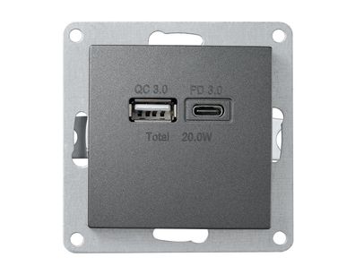 USB-Ladedose McPower ''Flair'', 2-fach, 3,4A, anthrazit